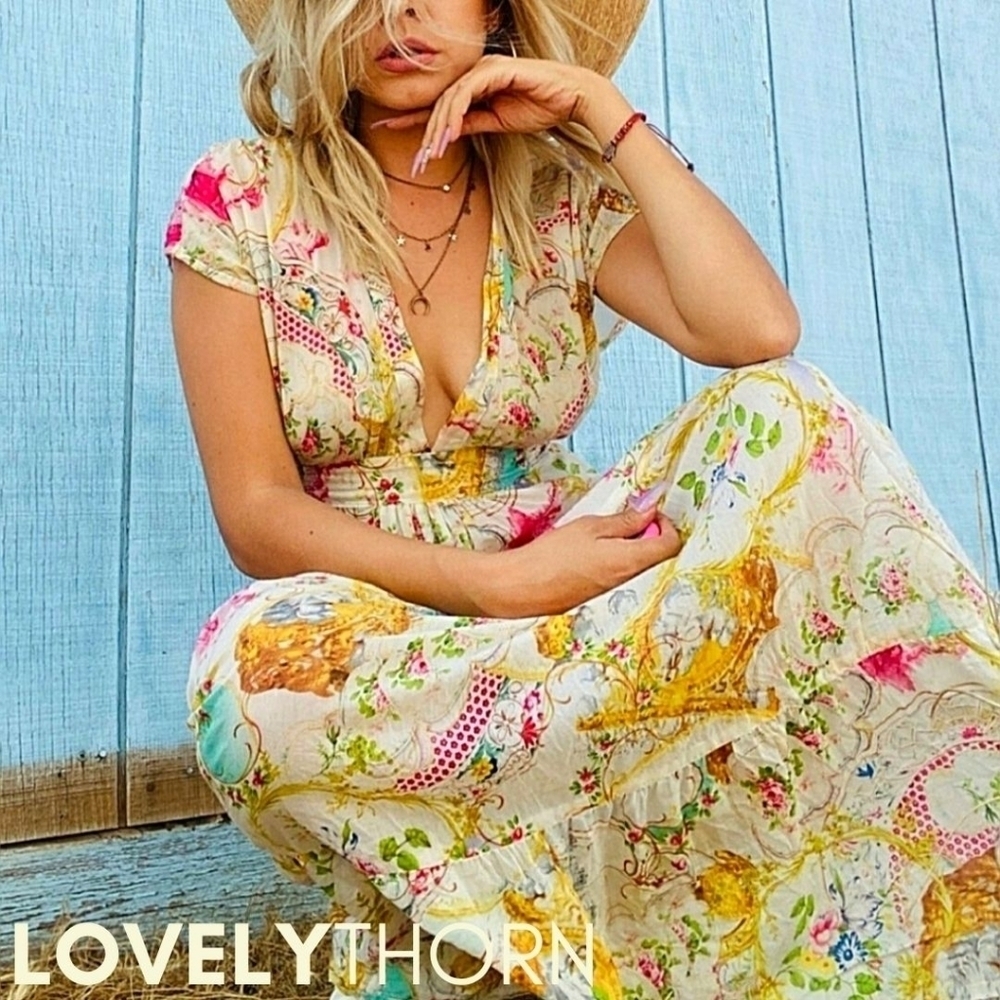 DAUGHTERS OF THE REVOLUTION // ltd ed plunge butterfly print maxi dress - Picture 5 of 16